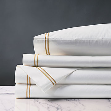 Enzo Satin Stitch Sheet Set in Gold