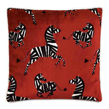 Tenenbaum Zebra Decorative Pillow in Cherry