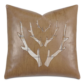 Lodge Plaid Antlers Decorative Pillow