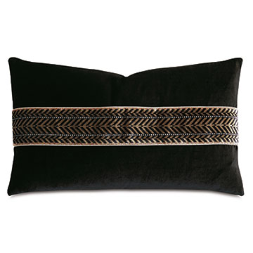 EBONY CHEVRON BORDER DECORATIVE PILLOW