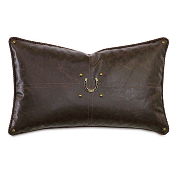 EQUESTRIAN FAUX LEATHER DECORATIVE PILLOW