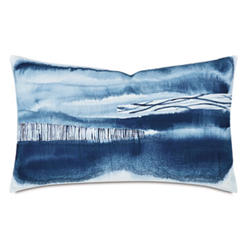 PALETTE HAND PAINTED DECORATIVE PILLOW IN STONE BLUE