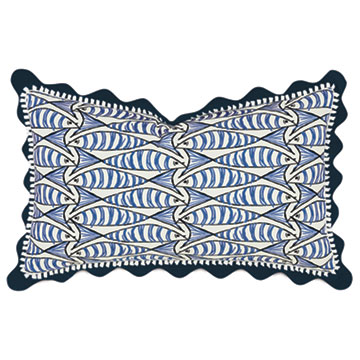 BOQUERONES SCALLOPED DECORATIVE PILLOW IN SAPPHIRE