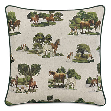 Equestrian Nature Canvas Decorative Pillow