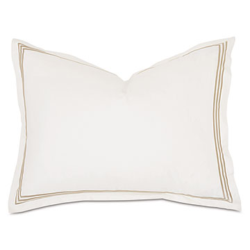 Tessa Satin Stitch Standard Sham in Ivory/Bisque