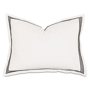 Tessa Satin Stitch Standard Sham in Ivory/Black