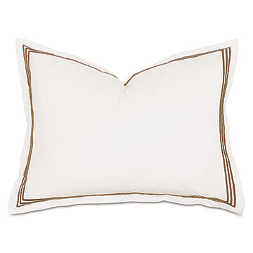 Tessa Satin Stitch Standard Sham in Ivory/Brown