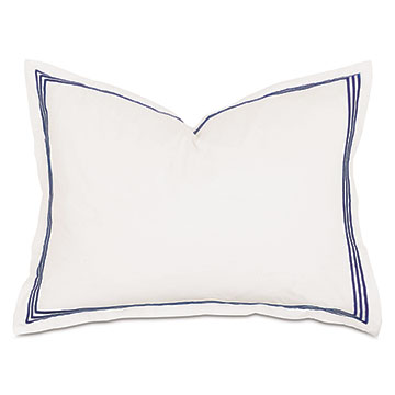 Tessa Satin Stitch Standard Sham in Ivory/Navy