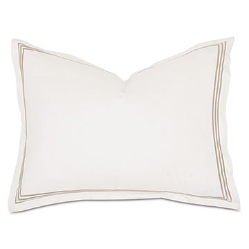 Tessa Satin Stitch Standard Sham in Ivory/Sable