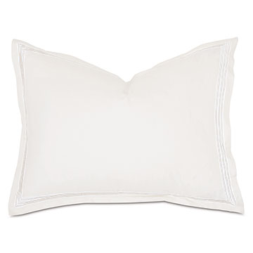 Tessa Satin Stitch Standard Sham in Ivory/White