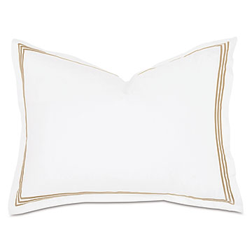 Tessa Satin Stitch Standard Sham in White/Antique