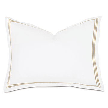 Tessa Satin Stitch Standard Sham in White/Bisque