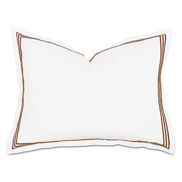 Tessa Satin Stitch Standard Sham in White/Brown