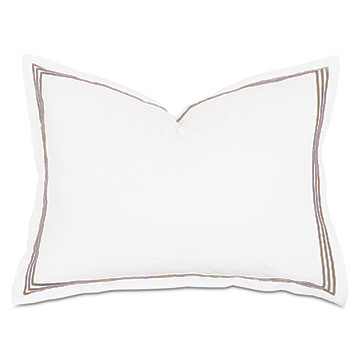 Tessa Satin Stitch Standard Sham in White/Sable