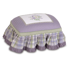 Hand-Painted Lily Footstool