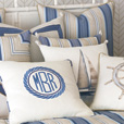 Maritime Embroidered Monogram Accent Pillow In Ivory