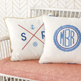 Maritime Embroidered Monogram Accent Pillow In Ivory