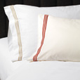 Tessa Satin Stitch Pillowcase in Ivory/Scarlet