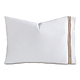 Tessa Satin Stitch Pillowcase in White/Brown