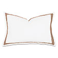 Tessa Satin Stitch Queen Sham in White/Brown