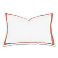 Tessa Satin Stitch Queen Sham in White/Scarlet