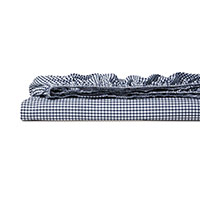 MALAYA GINGHAM FITTED SHEET IN NAVY