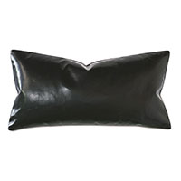 Tudor Leather Decorative Pillow in Onyx