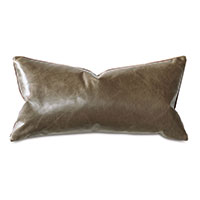 Tudor Leather Decorative Pillow In Cocoa