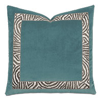 Uma Zebra Border Decorative Pillow in Teal