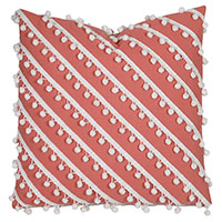 Cove Ball Trim Decorative Pillow in Coral