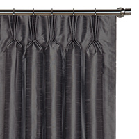 Edris Faux Silk Curtain Panel in Charcoal