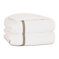 Tessa Satin Stitch Duvet Cover in Ivory/Brown