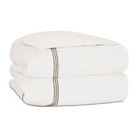 Tessa Satin Stitch Duvet Cover in Ivory/Sable