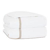 Tessa Satin Stitch Duvet Cover in White/Bisque