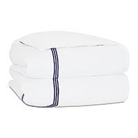 Tessa Satin Stitch Duvet Cover in White/Navy