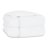 Tessa Satin Stitch Duvet Cover in White/White