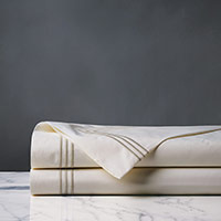 Tessa Satin Stitch Flat Sheet in Ivory/Sable