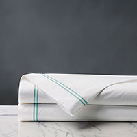 Enzo Satin Stitch Flat Sheet In Aruba