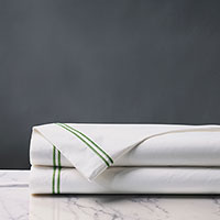 Enzo Satin Stitch Flat Sheet In Emerald