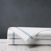 Enzo Satin Stitch Flat Sheet in Ocean