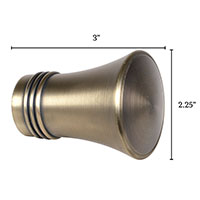 Metallo Brushed Brass Trumpet Finial Pair