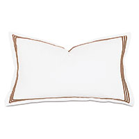 Tessa Satin Stitch King Sham in White/Brown