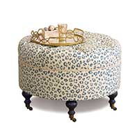 Tabby Sapphire Round Ottoman