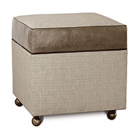 Higgins Leather Trim Storage Ottoman