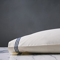 Tessa Satin Stitch Pillowcase in Ivory/Navy