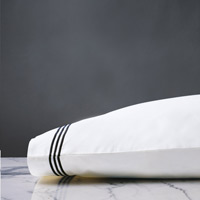 Tessa Satin Stitch Pillowcase in White/Black