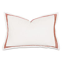 Tessa Satin Stitch Queen Sham in Ivory/Scarlet