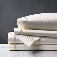 Tessa Satin Stitch Sheet Set in Ivory/Bisque