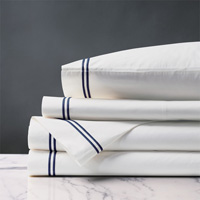 Enzo Satin Stitch Sheet Set in Navy