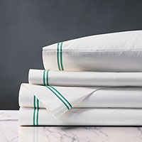 Enzo Satin Stitch Sheet Set in Peacock